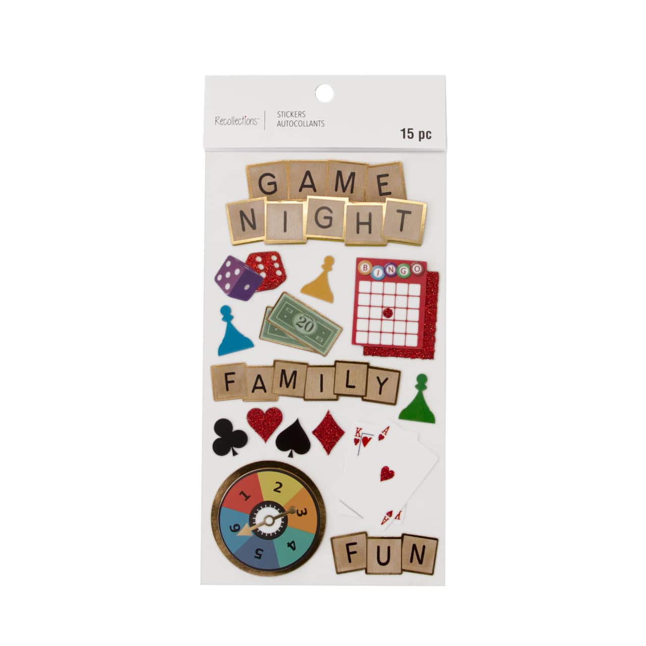 12 Pack: Game Night Dimensional Stickers by Recollections™